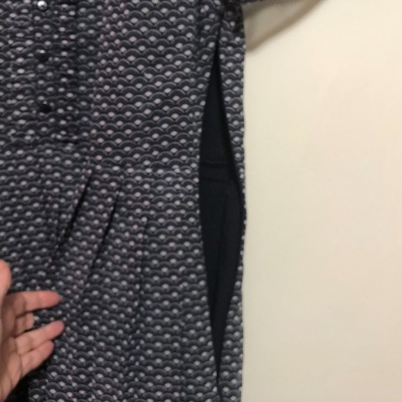 Navy Blue Dress with Light Blue Fan Pattern - Forever - Size L - Picture 8 of 8